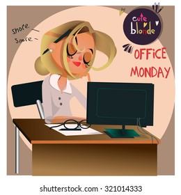 cartoon girl in office