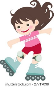 Cartoon Girl on Inline Skates