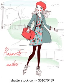 cartoon girl on roller skates