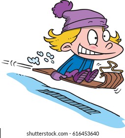 cartoon girl on a sled