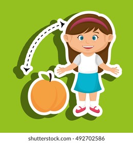 cartoon girl peach fruit