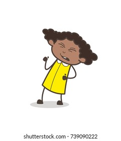 Cartoon Girl Persevering Face Vector Illustration