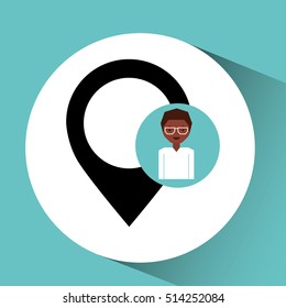 cartoon girl with pin map icon vector illustration eps 10