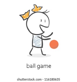 Cartoon girl playing ball