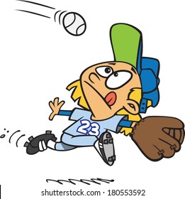 Cartoon Girl Playing Baseball