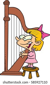 cartoon girl playing the harp