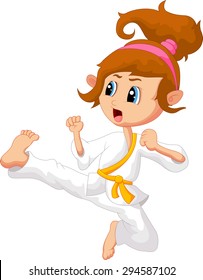 Cartoon Girl playing karate