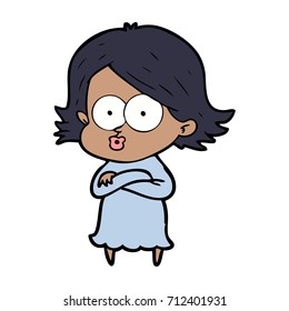 cartoon girl pouting