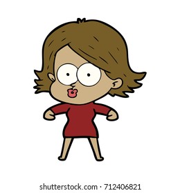 cartoon girl pouting
