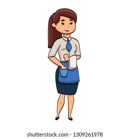cartoon girl professional specialist waiter