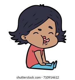 cartoon girl pulling face