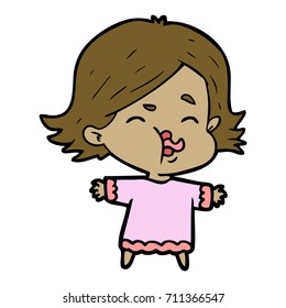cartoon girl pulling face