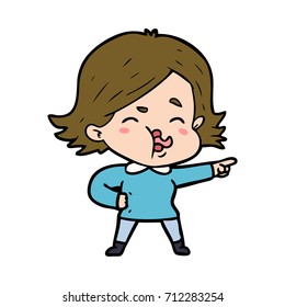 cartoon girl pulling face