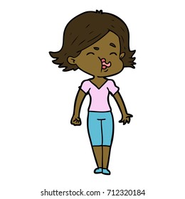 cartoon girl pulling face