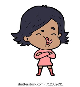 cartoon girl pulling face