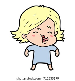 cartoon girl pulling face