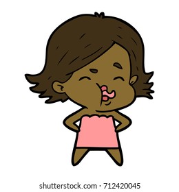 cartoon girl pulling face