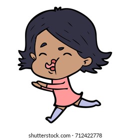 cartoon girl pulling face