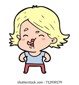 cartoon girl pulling face