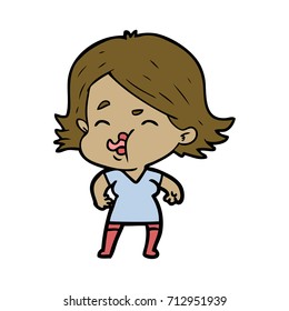 cartoon girl pulling face