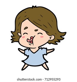 cartoon girl pulling face