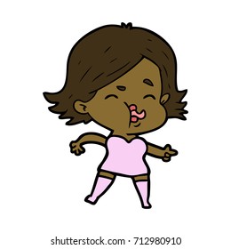 cartoon girl pulling face