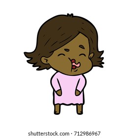 cartoon girl pulling face