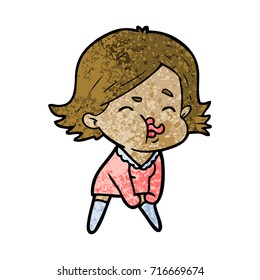 cartoon girl pulling face