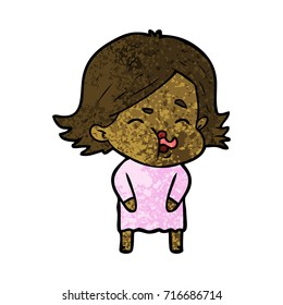 cartoon girl pulling face