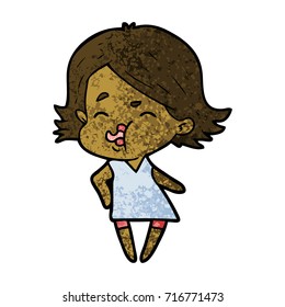 caricatura de una chica tirando de la cara