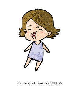 cartoon girl pulling face