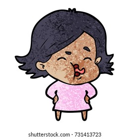 cartoon girl pulling face