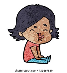 cartoon girl pulling face