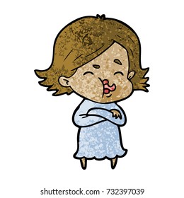 cartoon girl pulling face