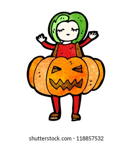 cartoon girl in pumpkin outfit
