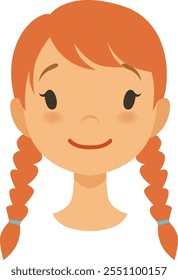 A cartoon girl with red hair and blue hair ties