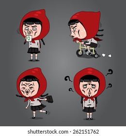 Cartoon Girl in red riding hood vector