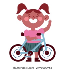 moto de paseo de niña de dibujos animados aislada