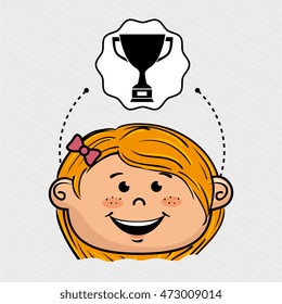 cartoon girl school icon vector illustration design