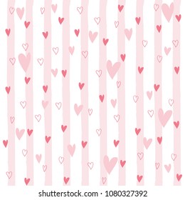 Cartoon girl seamless pattern with pink heart. Vector illustration.