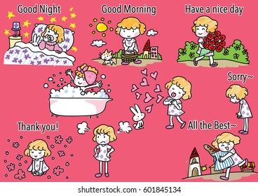 cartoon girl set