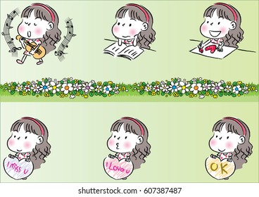 cartoon girl set