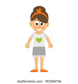 cartoon girl in shirt and skirt