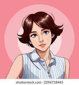 A Cartoon of a girl with short hair