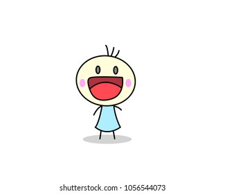 Cartoon girl is smiling and laughing.Vector cartoon for your art and graphic design.