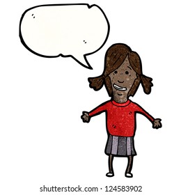 cartoon girl with speech bubble