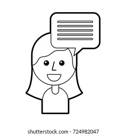 cartoon girl and speech bubble message