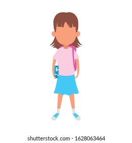 cartoon girl standing and wearing beautiful clothes over white background, colorful design, vector illustration