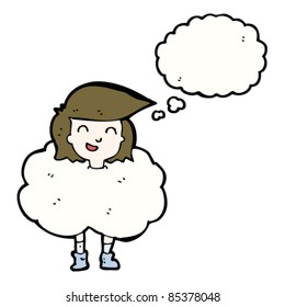 cartoon girl surrounded by a cloud