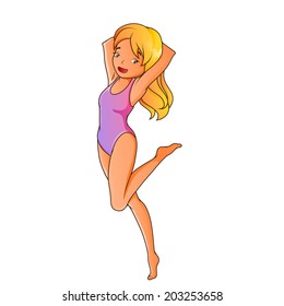 Cartoon Girl Swimsuit 스톡 일러스트 203253622 | Shutterstock